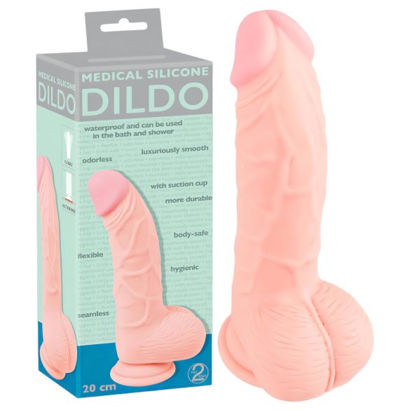 Medisinsk silikon dildo (20 cm) - naturtro