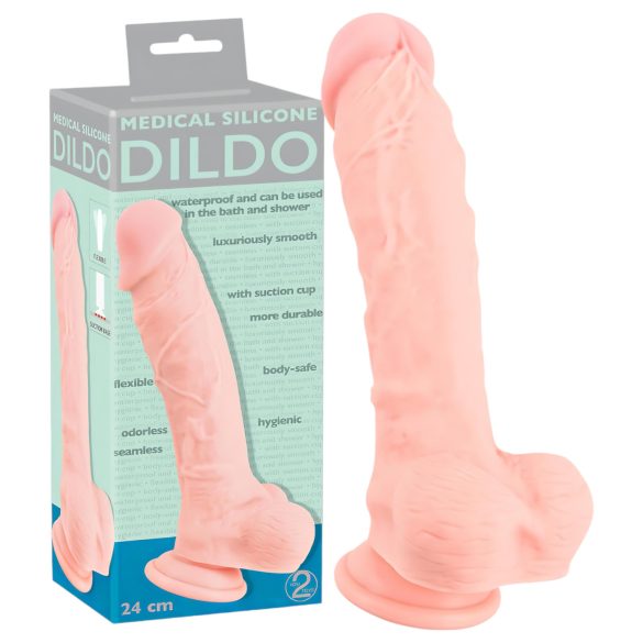 Medisinsk silikon dildo (24 cm) - naturtro