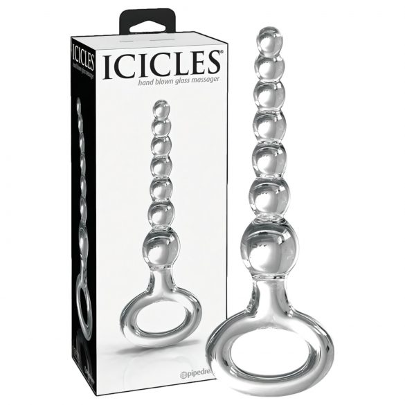 Icicles No. 67 - Glassdildo med håndtakring (transparent)