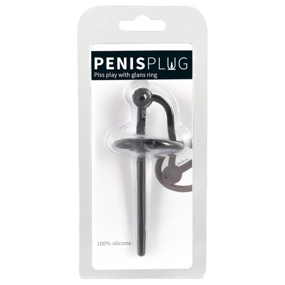 Penisplugg - svart silikon med hollow design for sexleketøy