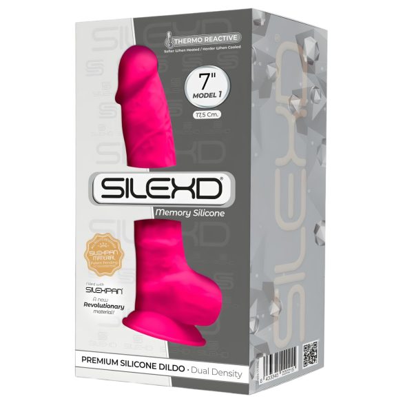 Silexd 7 - fleksibel dildo m/sugefot, 17,5cm (rosa)