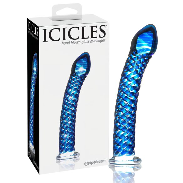 Icicles No. 29 - spiralformet glassdildo med penisform (blå)