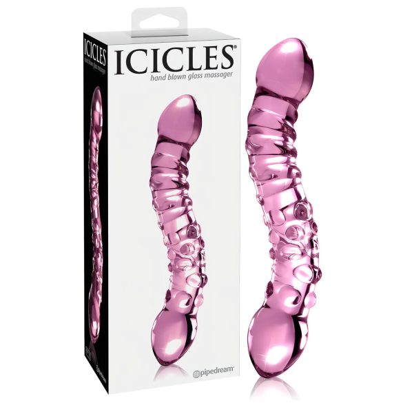 Icicles Nr. 55 - tosidig, G-punkt glassdildo (rosa)