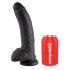 King Cock 9 - stort sugekopp-dildo med pung (23 cm) - svart