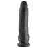 King Cock 9 - stort sugekopp-dildo med pung (23 cm) - svart