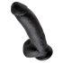 King Cock 9 - stort sugekopp-dildo med pung (23 cm) - svart