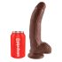 King Cock 9 - Stor sugekopp dildo med baller (23 cm) - brun