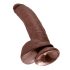 King Cock 9 - Stor sugekopp dildo med baller (23 cm) - brun