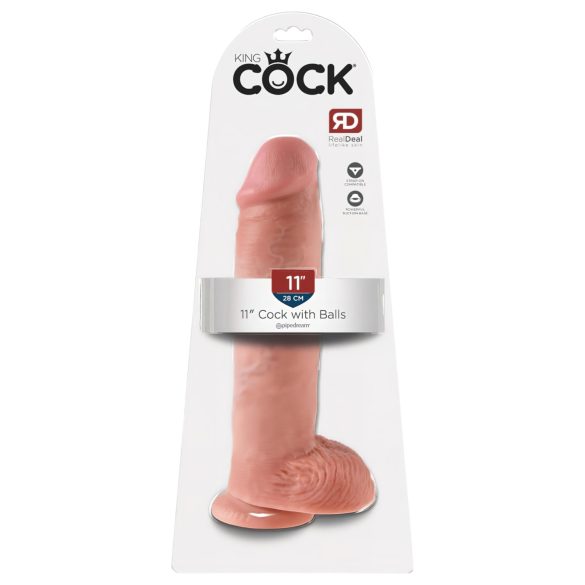 King Cock 11 - sugekopp dildo med testikler (28cm) - naturlig