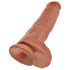 King Cock 11 - sugefot, testiklubber, dildo (28cm) - mørk natur