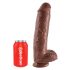 King Cock 11 - Stor sugekopp dildo med baller (28cm) - brun