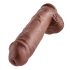 King Cock 11 - Stor sugekopp dildo med baller (28cm) - brun