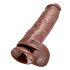 King Cock 11 - Stor sugekopp dildo med baller (28cm) - brun