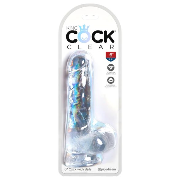 King Cock Clear 6 - sugende base, liten dildo (15 cm)