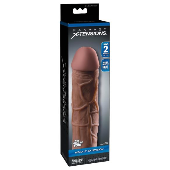 X-TENSION Mega 2 - naturtro penishylse (20,3cm) - mørk natur