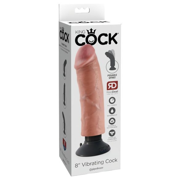 King Cock 8 - Bøybar, naturtro vibrator (25 cm)