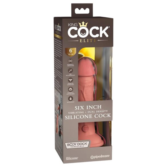 King Cock Elite 6 - naturtro vibrator med sugekopp (15 cm)