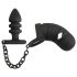 Black Velvet - Silicone Cock Cage with Anal Plug (Black)