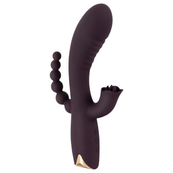 Javida - 3i1 perlevibrator med tunge (lilla)