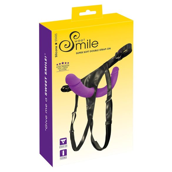 SMILE - Dobbel strap-on med truser (lilla-svart)