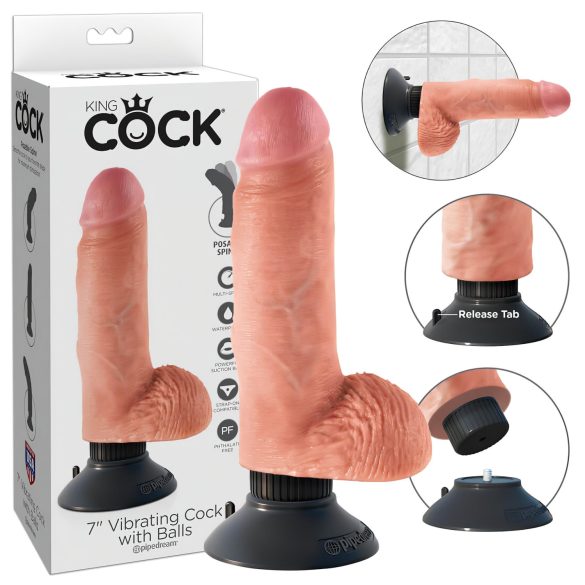 King Cock 18 cm sugekoppvibrator - naturlig