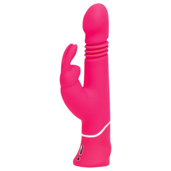 Happyrabbit Thrusting - Oppladbar, rosa dildo med klitorisstimuli