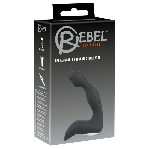 Rebel - oppladbar, bølgete prostata vibrator for nybegynnere (svart)