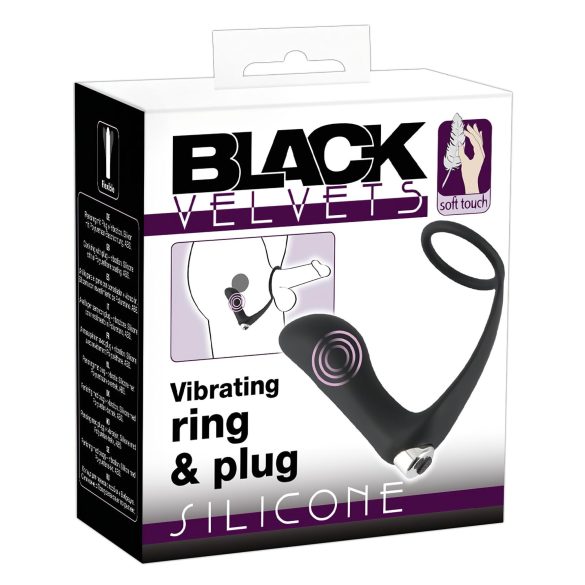 Black Velvet - analvibrator med penisring (svart)