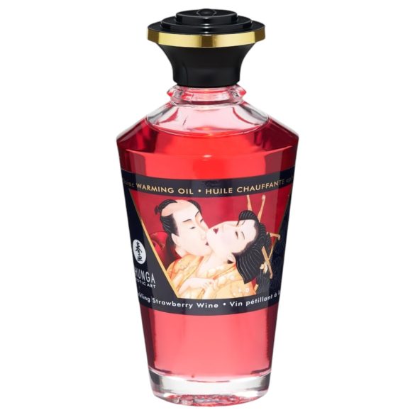 Shunga - Varmende massasjeolje - Champagne & Jordbær (100ml)