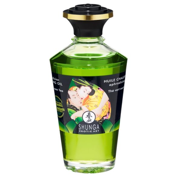 Shunga oppvarmende massasjeolje - grønn te (100ml)