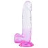 Sunfo - sugefot, naturtro dildo med testikler - 22cm (gjennomsiktig-lilla)