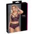 Cottelli Plus Size - Blomstrete BH-sett (svart-lilla)