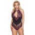 Cottelli Plus Size - blomstrete body (svart-lilla)