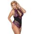 Cottelli Plus Size - blomstrete body (svart-lilla)