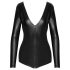 Noir - skinnende langermet body (svart) - M