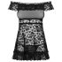 Obsessive Flores - Blomstrete babydoll med string (svart)