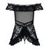 Obsessive Flores - Blomstrete babydoll med string (svart)