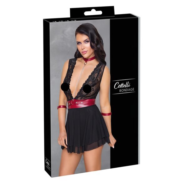 Cottelli Bondage - Halterneck Blonde Babydoll (svart)