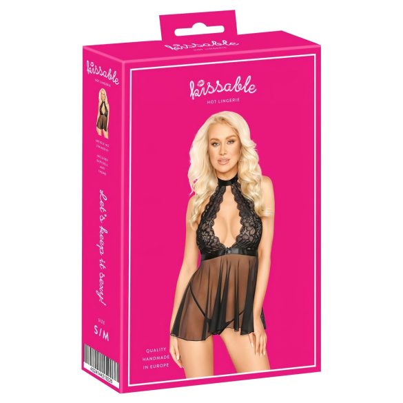 Kysseklart - halterneck blonde babydoll (svart)