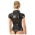 Latex kortermet topp med glidelås (svart) - XL