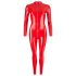 Rød latex catsuit for kvinner med lange ermer - S