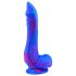 Inkipus: silikon dildo med testikler, 18 cm (blå-rosa)