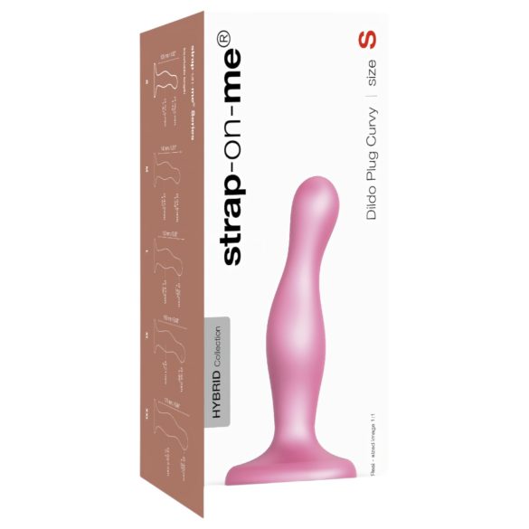 Strap-on Curvy S - bølgete pink dildo med sugekopp