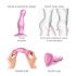 Strap-on Curvy S - bølgete pink dildo med sugekopp