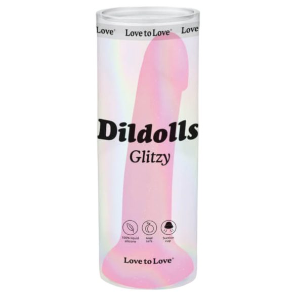 Glitrende Dildolls - rosa silikon dildo med sugekopp