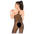 Penthouse Love on Fire – Glitrende Gjennomsiktig Catsuit med Tanga (Svart) - M/L