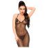 Penthouse Love on Fire – Glitrende Gjennomsiktig Catsuit med Tanga (Svart) - L/XL