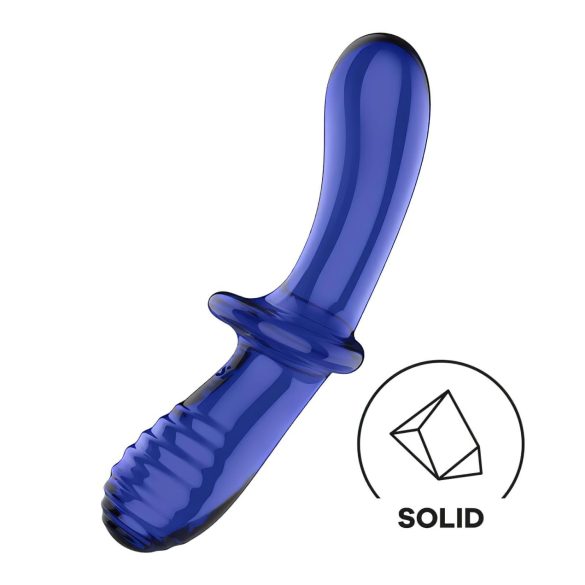 Satisfyer Double Crystal - Dobbeltsidig glassdildo (blå)