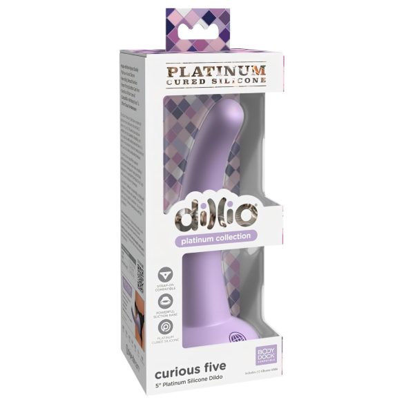 Dillio Curious Five - silikon dildo med sugekopp (15 cm) - lilla