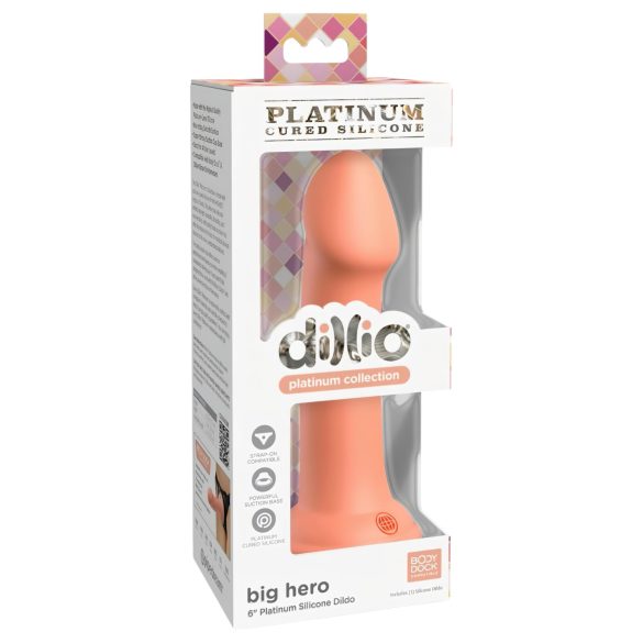 Dillio Big Hero - silikon dildo med sugekopp (17 cm) - oransje